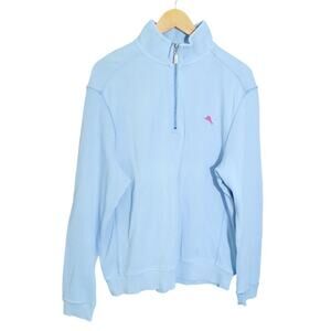 Tommy Bahama Mens Relax Tobago Bay Quarter Zip Blue Pullover Size Medium